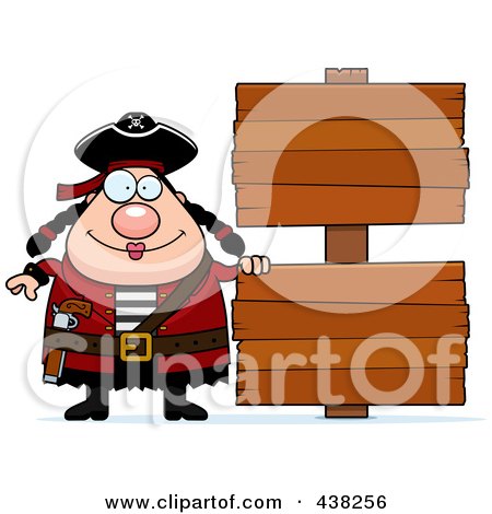 Royalty-Free (RF) Clipart Illustration of a Plump Female Pirate By Blank Signs by Cory Thoman