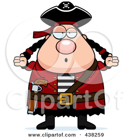 Royalty-Free (RF) Clipart Illustration of a Careless Plump Female Pirate Shrugging by Cory Thoman