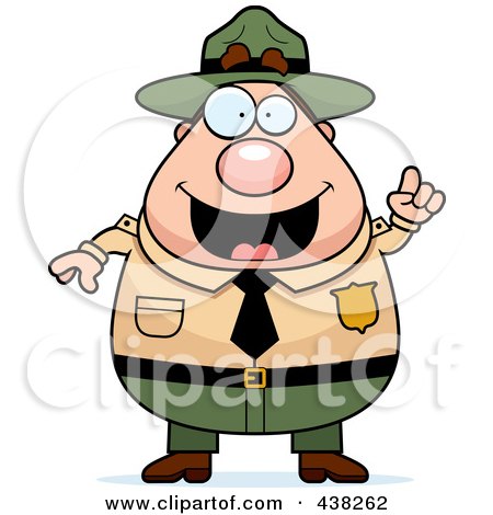 Royalty-Free (RF) Clipart Illustration of a Plump Male Forest Ranger With An Idea by Cory Thoman