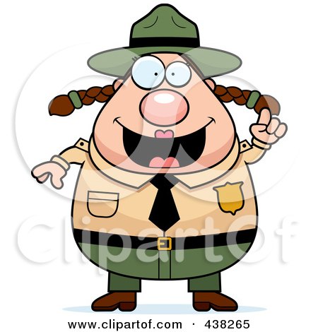 Royalty-Free (RF) Clipart Illustration of a Plump Female Forest Ranger With An Idea by Cory Thoman