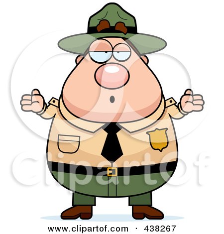 Royalty-Free (RF) Clipart Illustration of a Careless Plump Male Forest Ranger Shrugging by Cory Thoman