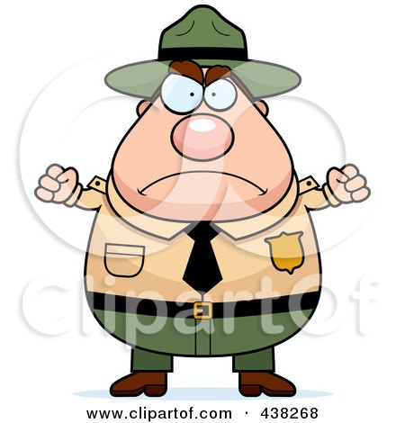 Royalty-Free (RF) Clipart Illustration of a Plump Male Forest Ranger Waving His Fists by Cory Thoman