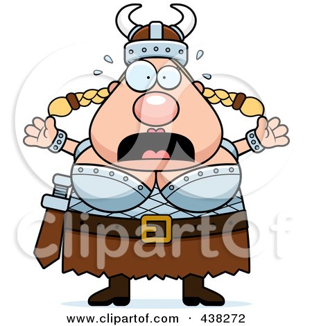 Royalty-Free (RF) Clipart Illustration of a Fearful Plump Female Viking by Cory Thoman