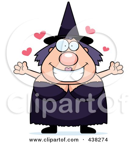 Royalty-Free (RF) Clipart Illustration of a Plump Witch With Open Arms by Cory Thoman