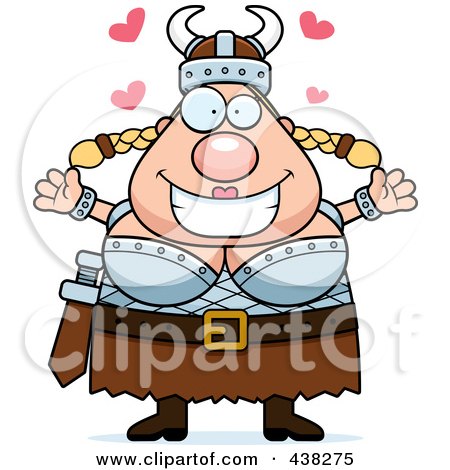 Royalty-Free (RF) Clipart Illustration of a Loving Plump Female Viking With Open Arms by Cory Thoman