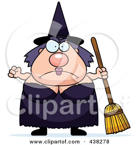 Royalty-Free (RF) Clipart Illustration of a Mad Plump Witch by Cory Thoman