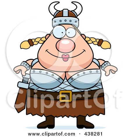 Royalty-Free (RF) Clipart Illustration of a Plump Female Viking by Cory Thoman