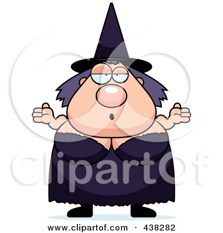 Royalty-Free (RF) Clipart Illustration of a Plump Witch Shrugging by Cory Thoman