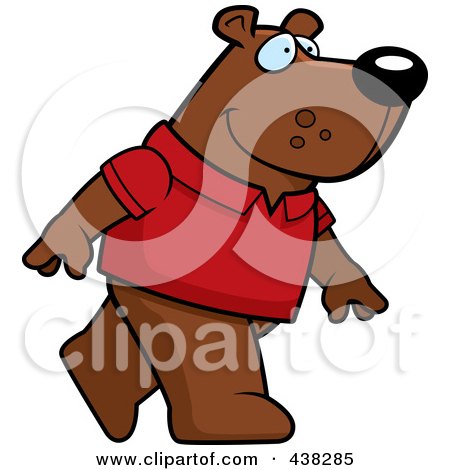 Royalty-Free (RF) Clipart Illustration of a Bear Wearing A Red Shirt And Walking Upright by Cory Thoman