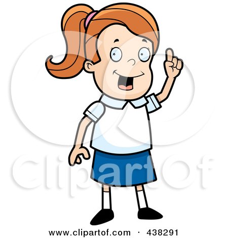 Royalty-Free (RF) Clipart Illustration of a Smart School Girl With An Idea by Cory Thoman