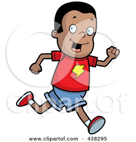 Royalty-Free (RF) Clipart Illustration of a Black Boy Running Upright by Cory Thoman
