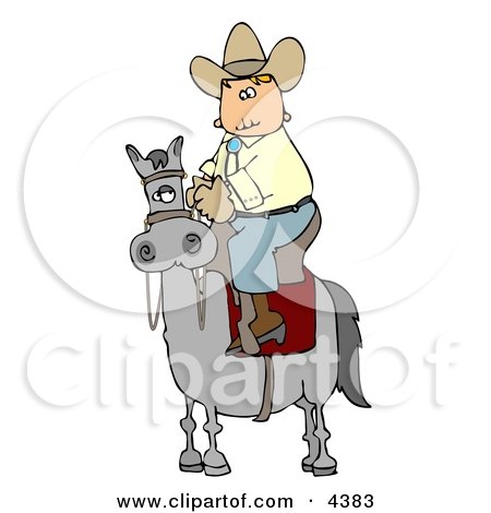 Cowboy Riding High On a Horse Clipart by djart