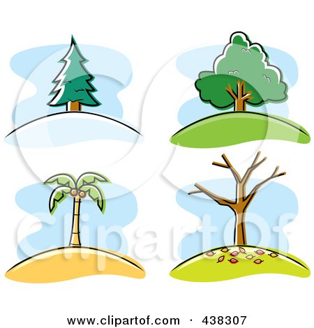Royalty-Free (RF) Clipart Illustration of a Digital Collage Of Trees by Cory Thoman