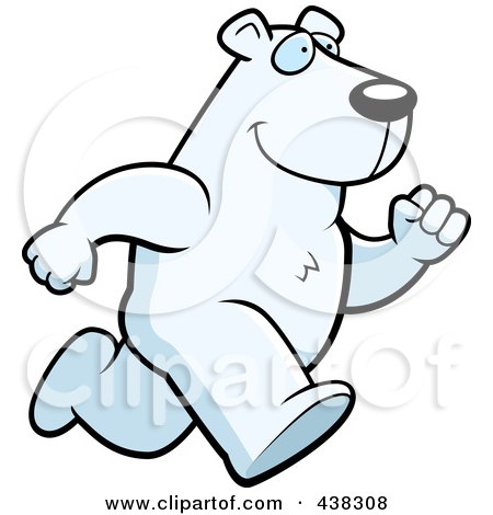 Royalty-Free (RF) Clipart Illustration of a Polar Bear Running Upright by Cory Thoman