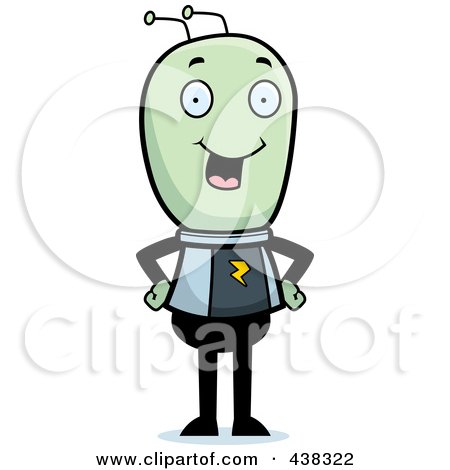 Royalty-Free (RF) Clipart Illustration of a Green Alien Standing With His Hands On His Hips by Cory Thoman