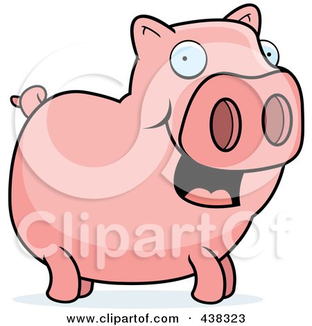 Royalty-Free (RF) Clipart Illustration of a Happy Pig Standing by Cory Thoman