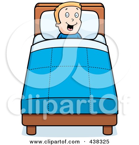 Royalty-Free (RF) Clipart Illustration of a Happy Boy In Bed by Cory Thoman