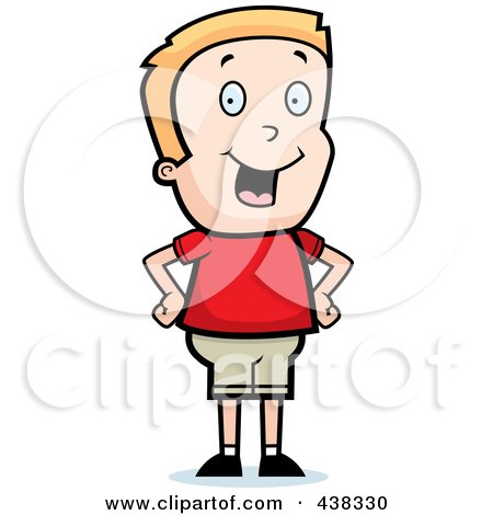 Royalty-Free (RF) Clipart Illustration of a Blond Boy Standing With His Hands On His Hips by Cory Thoman