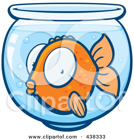 Royalty-Free (RF) Clipart Illustration of a Surprised Goldfish In A Bowl by Cory Thoman