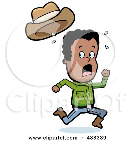 Royalty-Free (RF) Clipart Illustration of a Black Cowboy Running Scared by Cory Thoman