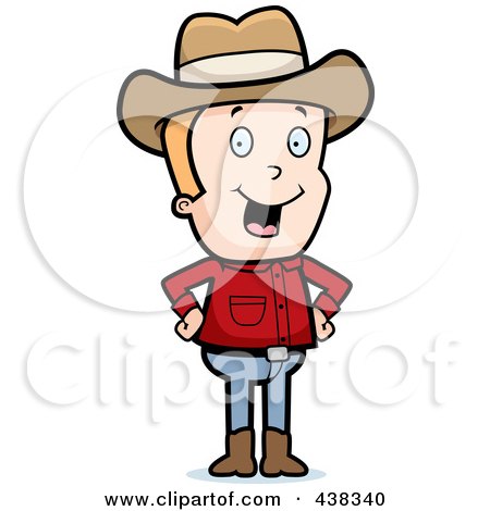 Royalty-Free (RF) Clipart Illustration of a Blond Male Cowboy Standing With His Hands On His Hips by Cory Thoman