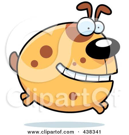 Royalty-Free (RF) Clipart Illustration of a Round Dog Leaping by Cory Thoman
