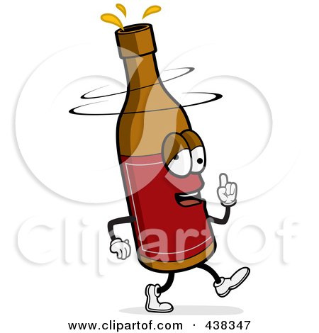 Royalty-Free (RF) Clipart Illustration of a Drunk Wine Bottle by Cory Thoman