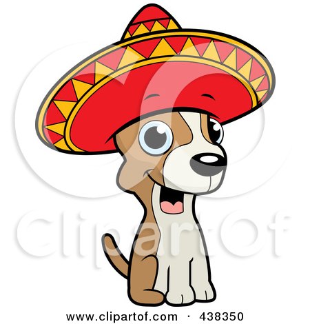 Royalty-Free (RF) Clipart Illustration of a Chihuahua Sitting And Wearing A Sombrero by Cory Thoman