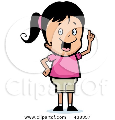 Royalty-Free (RF) Clipart Illustration of a Black Haired Girl With An Idea by Cory Thoman