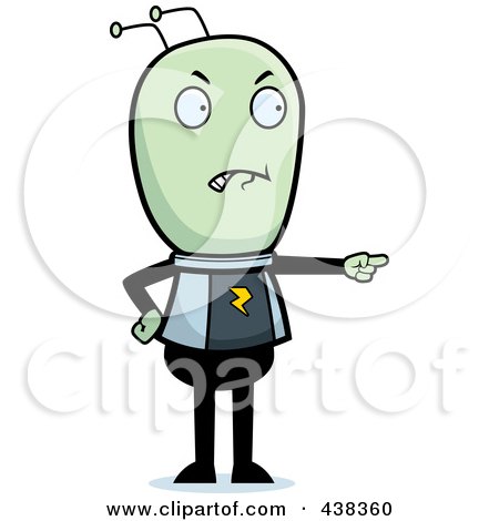 Royalty-Free (RF) Clipart Illustration of a Green Alien Pointing by Cory Thoman