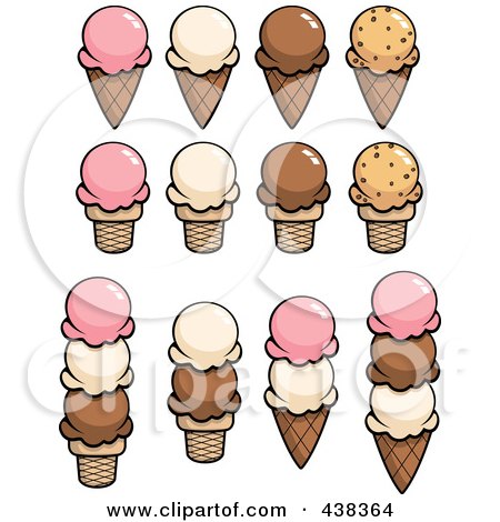 Royalty-Free (RF) Clipart Illustration of a Digital Collage Of Ice Cream Cones by Cory Thoman