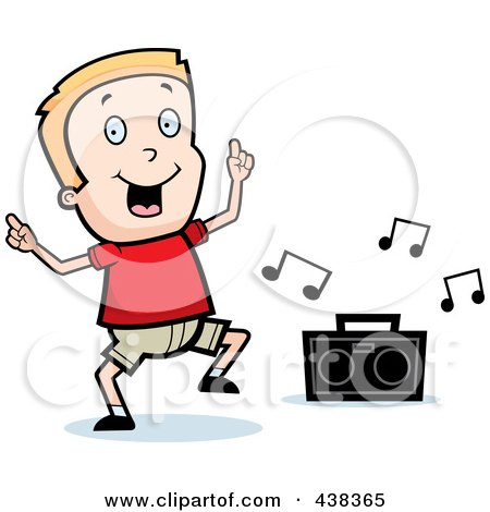Royalty-Free (RF) Clipart Illustration of a Blond Boy Dancing To Music by Cory Thoman