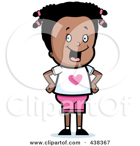 Royalty-Free (RF) Clipart Illustration of a Cute Black Girl Standing With Her Hands On Her Hips by Cory Thoman