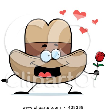Royalty-Free (RF) Clipart Illustration of a Cowboy Hat Holding A Single Rose by Cory Thoman