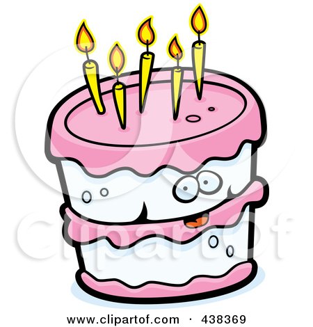Royalty-Free (RF) Clipart Illustration of a Birthday Cake Character With Five Candles by Cory Thoman