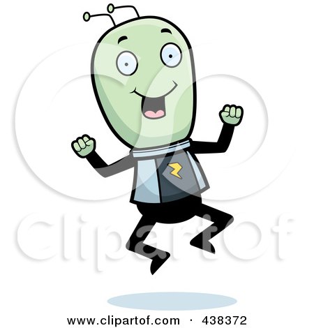 Royalty-Free (RF) Clipart Illustration of a Green Alien Jumping by Cory Thoman