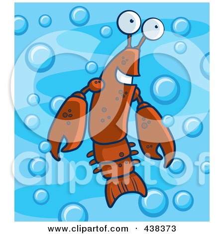 Royalty-Free (RF) Clipart Illustration of a Crayfish In Blue Water by Cory Thoman
