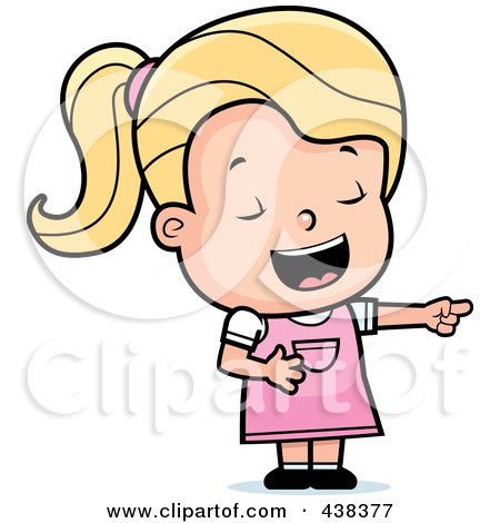 Royalty-Free (RF) Clipart Illustration of a Blond Toddler Girl Laughing And Pointing by Cory Thoman