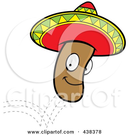 Royalty-Free (RF) Clipart Illustration of a Mexican Jumping Bean Wearing A Sombrero by Cory Thoman