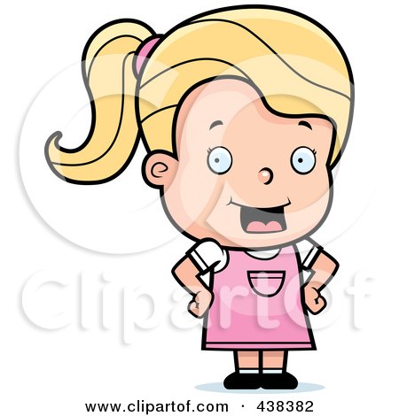 Royalty-Free (RF) Clipart Illustration of a Blond Toddler Girl Standing With Her Hands On Her Hips by Cory Thoman