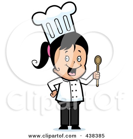 Royalty-Free (RF) Clipart Illustration of a Chef Girl Holding A Spoon by Cory Thoman