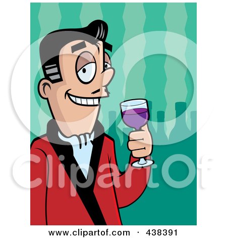 Royalty-Free (RF) Clipart Illustration of a Man Drinking Fine Wine by Cory Thoman
