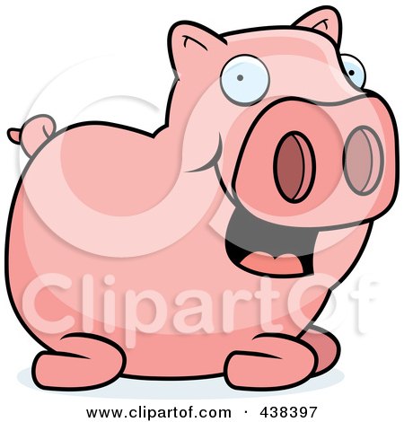 Royalty-Free (RF) Clipart Illustration of a Happy Pig Sitting by Cory Thoman