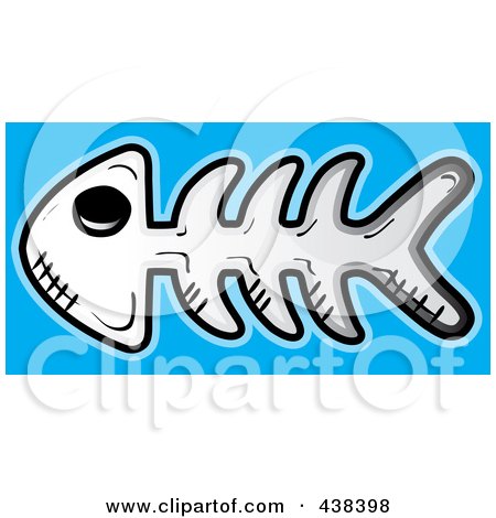 Royalty-Free (RF) Clipart Illustration of a Fishbone Over Blue by Cory Thoman