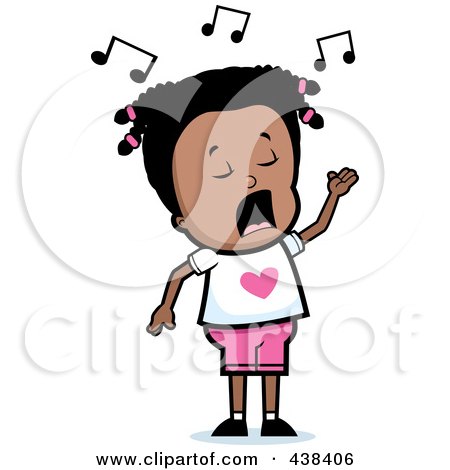 Royalty-Free (RF) Clipart Illustration of a Cute Black Girl Singing by Cory Thoman