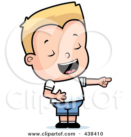 Royalty-Free (RF) Clipart Illustration of a Blond Boy Pointing And Laughing by Cory Thoman