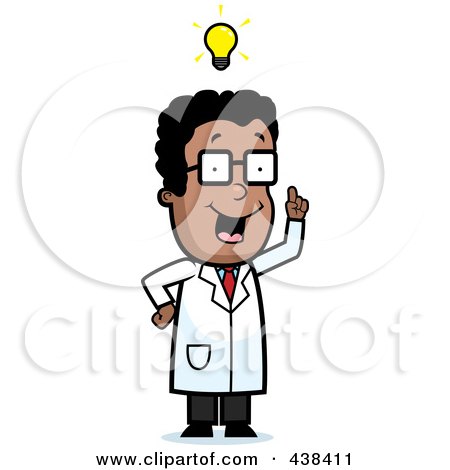 Royalty-Free (RF) Clipart Illustration of a Black Male Scientist With An Idea by Cory Thoman