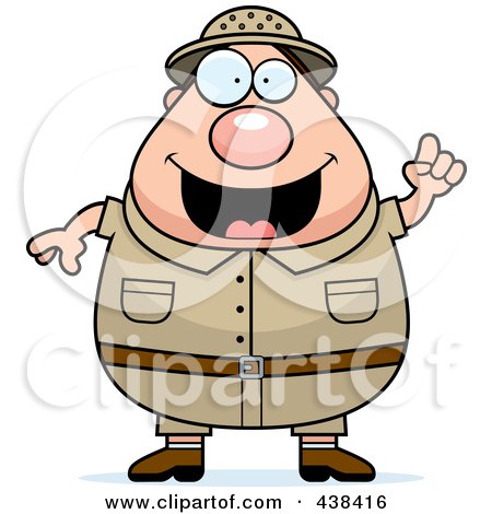 Royalty-Free (RF) Clipart Illustration of a Plump Male Safari Ranger With An Idea by Cory Thoman