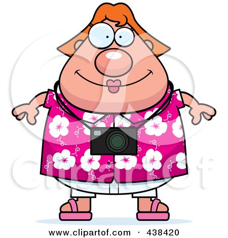 Royalty-Free (RF) Clipart Illustration of a Plump Female Tourist by Cory Thoman