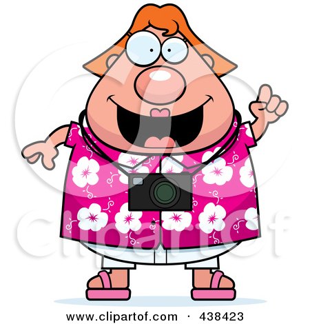 Royalty-Free (RF) Clipart Illustration of a Plump Female Tourist With An Idea by Cory Thoman